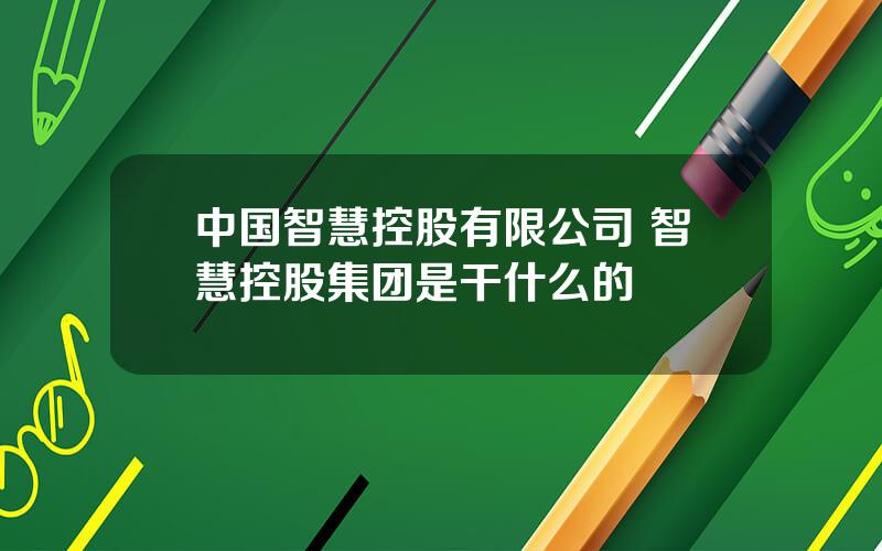 中国智慧控股有限公司 智慧控股集团是干什么的